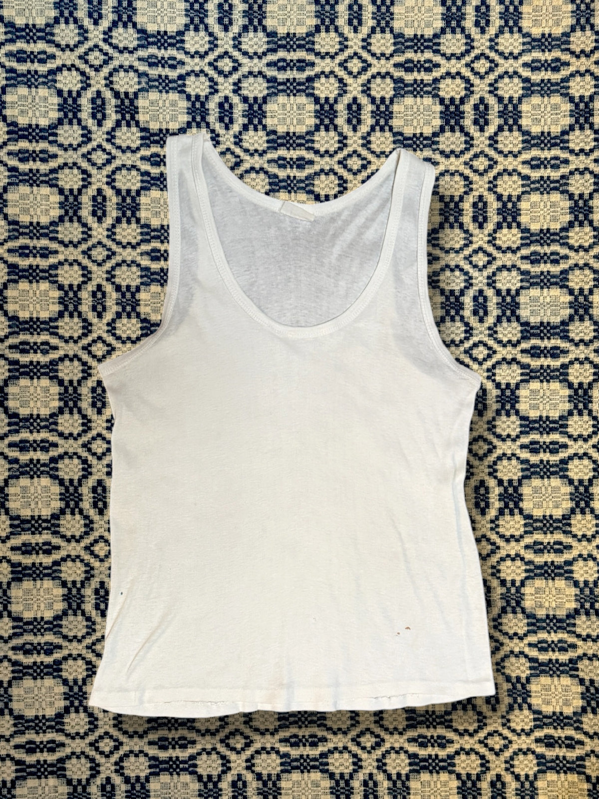 Vintage 1940’s Scoop Neck Cotton Tank | Heritage Blank Antique White Undershirt