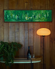 Vintage 1960s Mid-Century Modern Abstract Bar Scene Panoramic Painting | MCM Signed B. Gregor 1965
