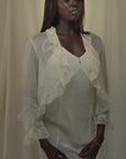 Vintage 1930s Creme Silk Bed Jacket | Delicate Boudoir Lingerie Layering Top