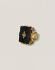 Vintage 1940’s Art Deco Onyx 10k Gold Diamond Ring Size 9