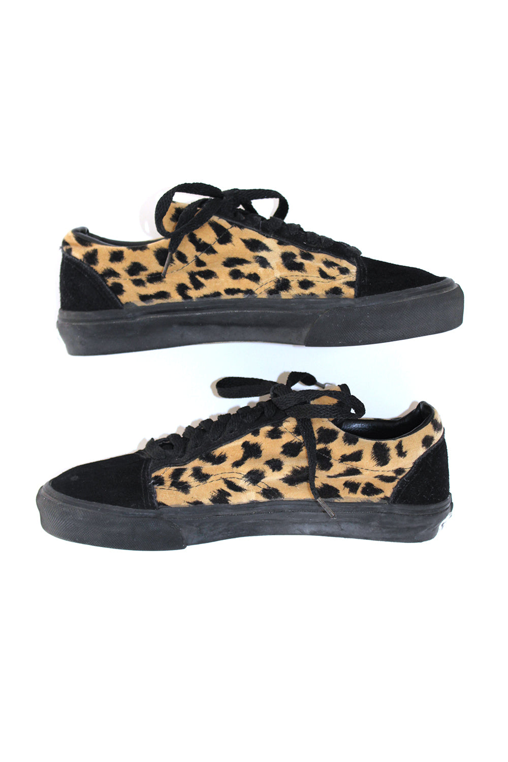 Vintage Leopard Velvet and Suede Two Tone Vans Made in USA