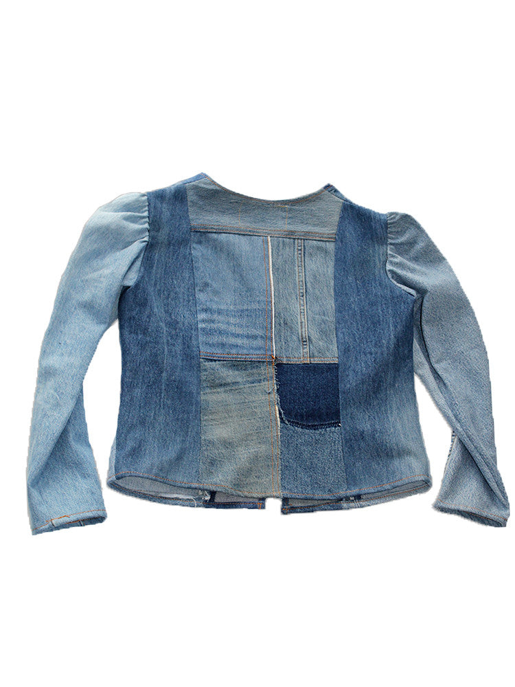 ALC-014 Denim Princess Sleeve Patchwork Jacket