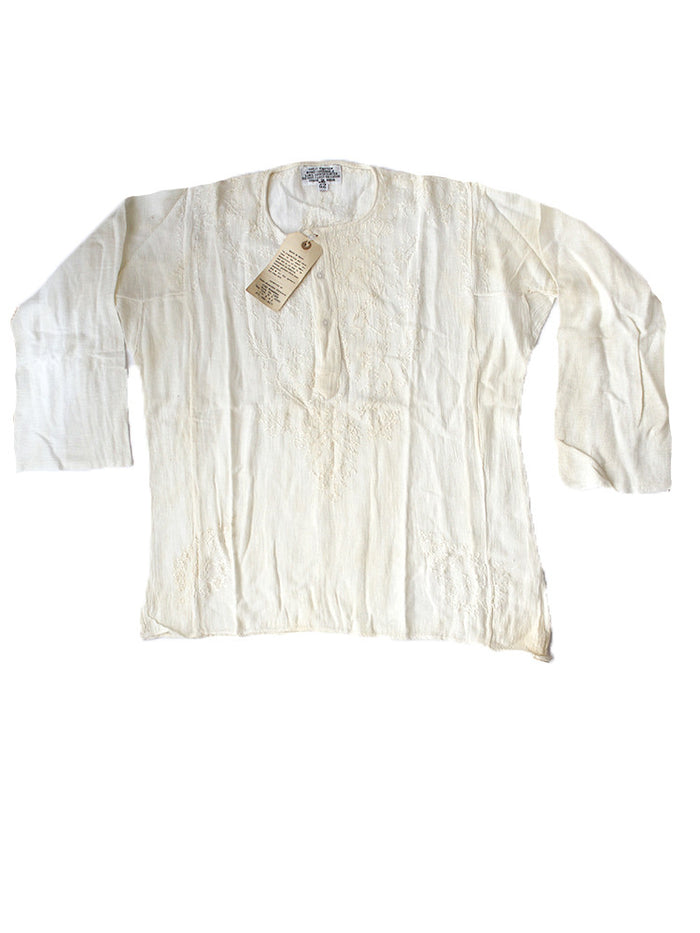Vintage Deadstock 1970's Indian Cotton Cream Gauze Cloth Blouse