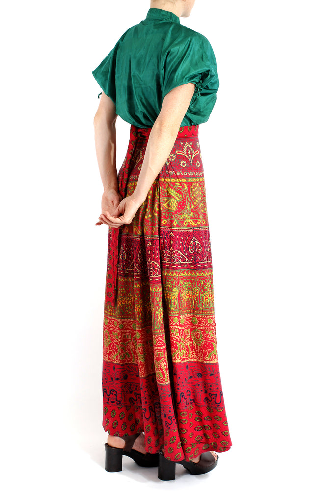 VINTAGE 70'S DEADSTOCK INDIA COTTON BRIGHT WRAP SKIRT