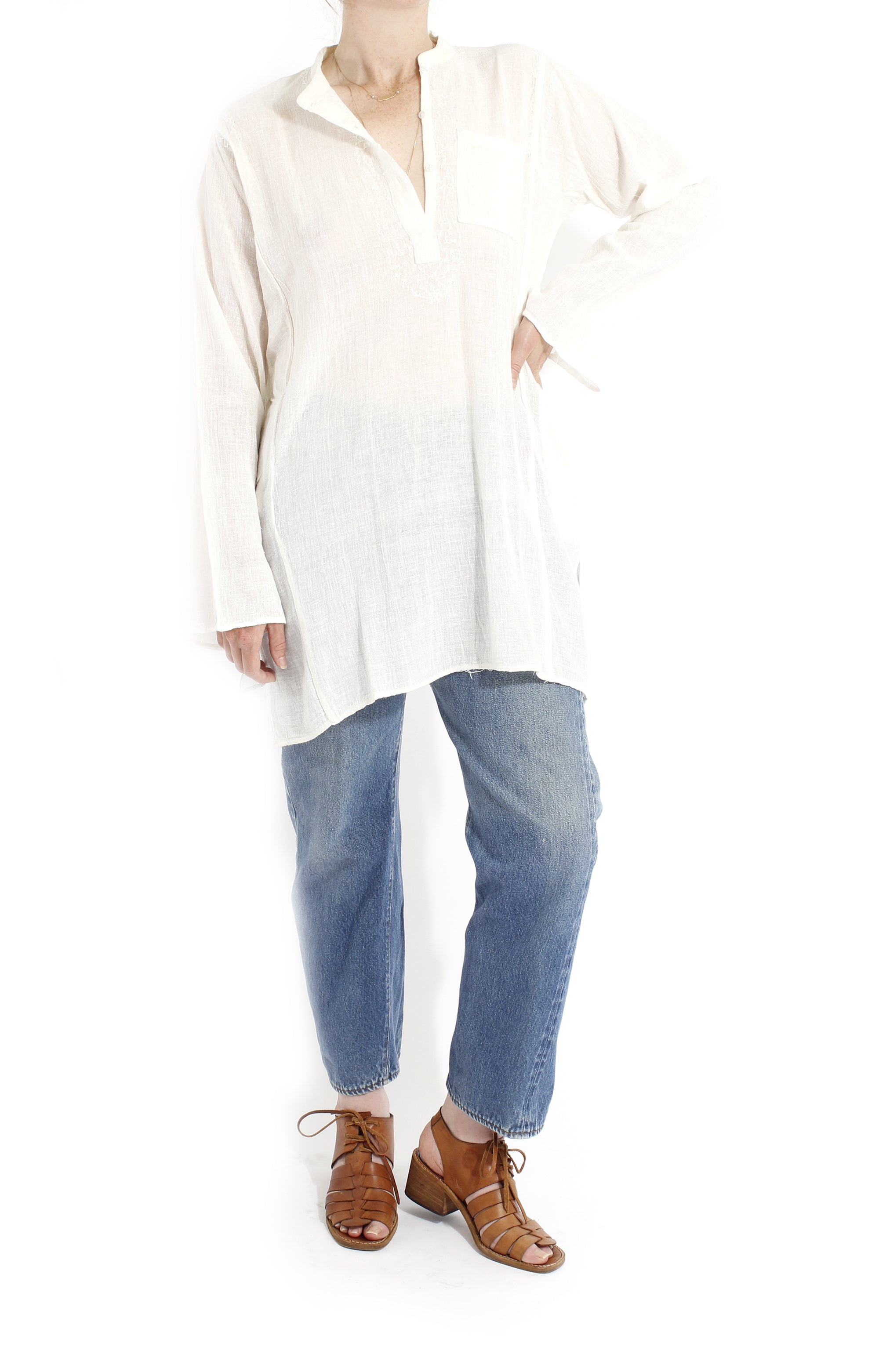 トップス 70s Dead stock gauze tunic VINTAGE 70'S DEADSTOCK INDIA COTTON GAUZE TUNIC TOP