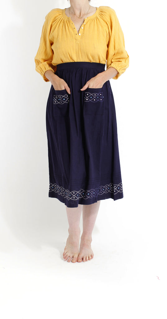 VINTAGE 70'S DEADSTOCK India Cotton Indigo Skirt