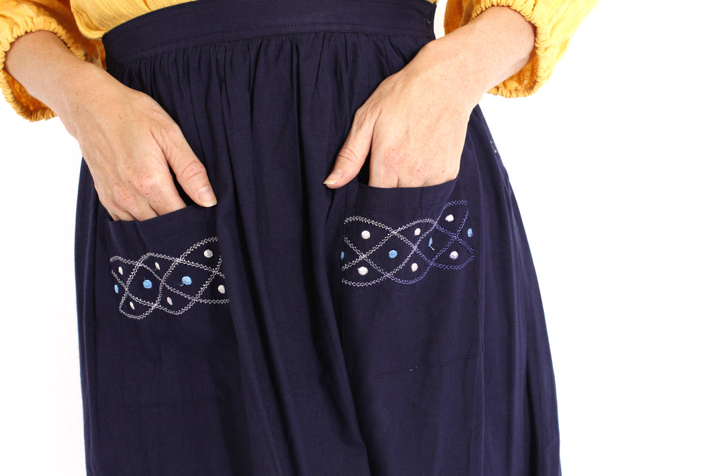 VINTAGE 70'S DEADSTOCK India Cotton Indigo Skirt