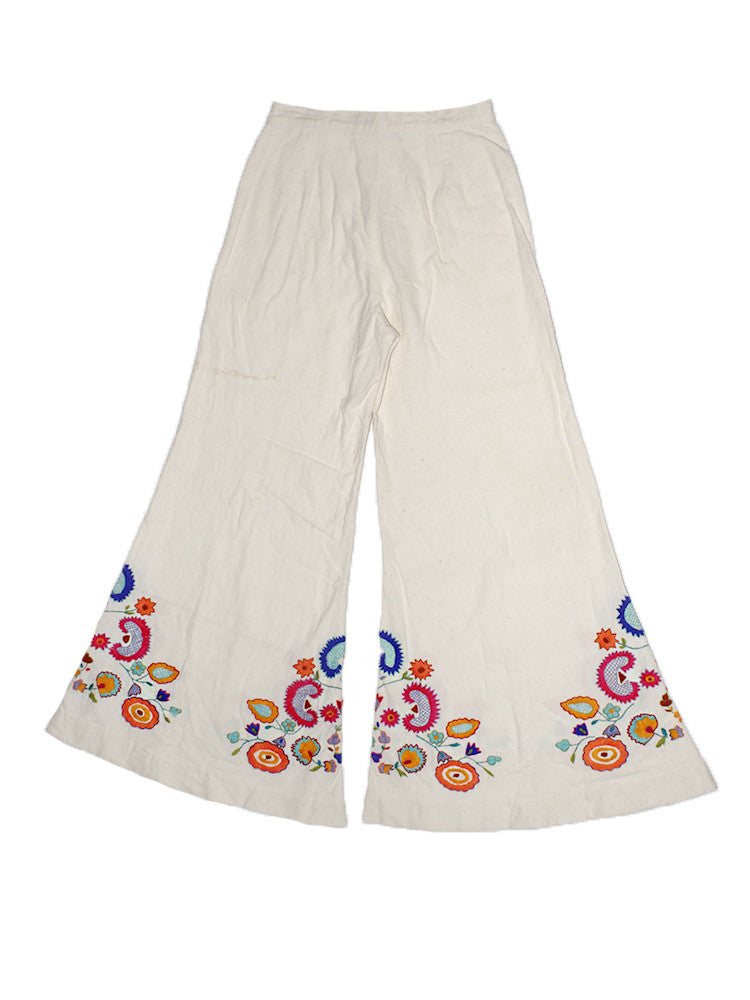 Vintage 70&#39;s Hand Embroidered Bell Bottoms