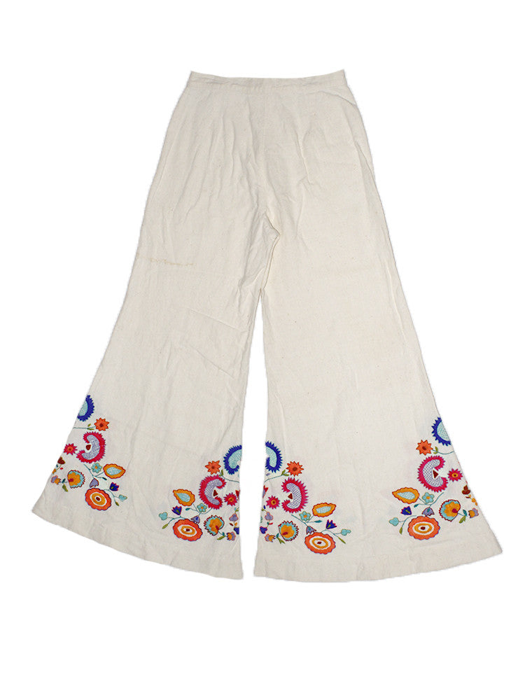 Vintage 70's Hand Embroidered Bell Bottoms