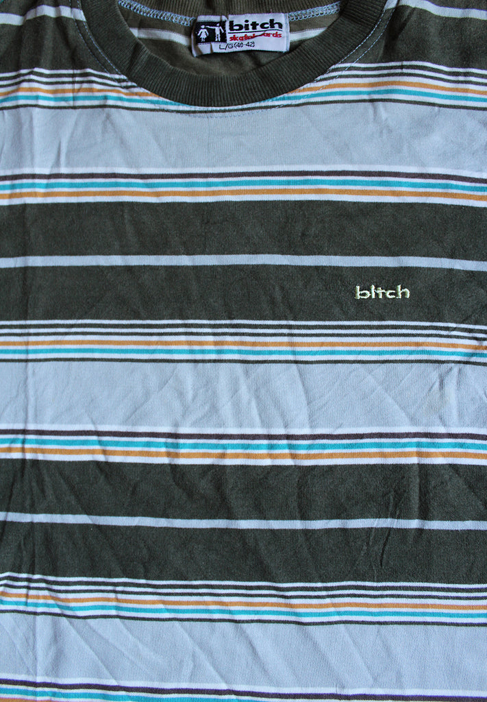 Vintage 90's BITCH Skateboards Striped T-shirt