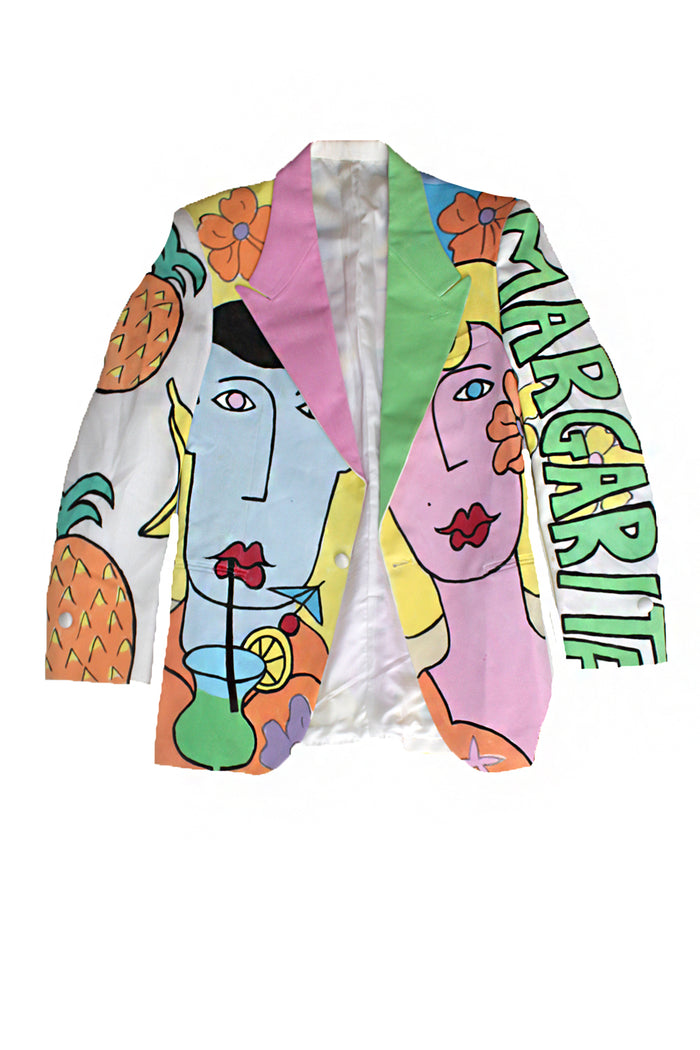 Vintage Hand Painted Tropical Blazer