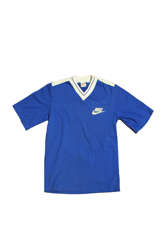 Vintage 1980's Nike Royal Blue V-Neck T-Shirt