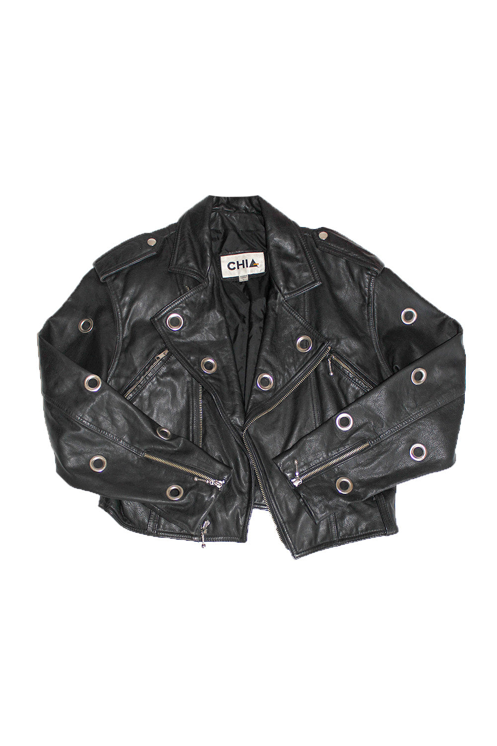 Vintage Cropped Leather Grommet Moto Jacket ///SOLD///