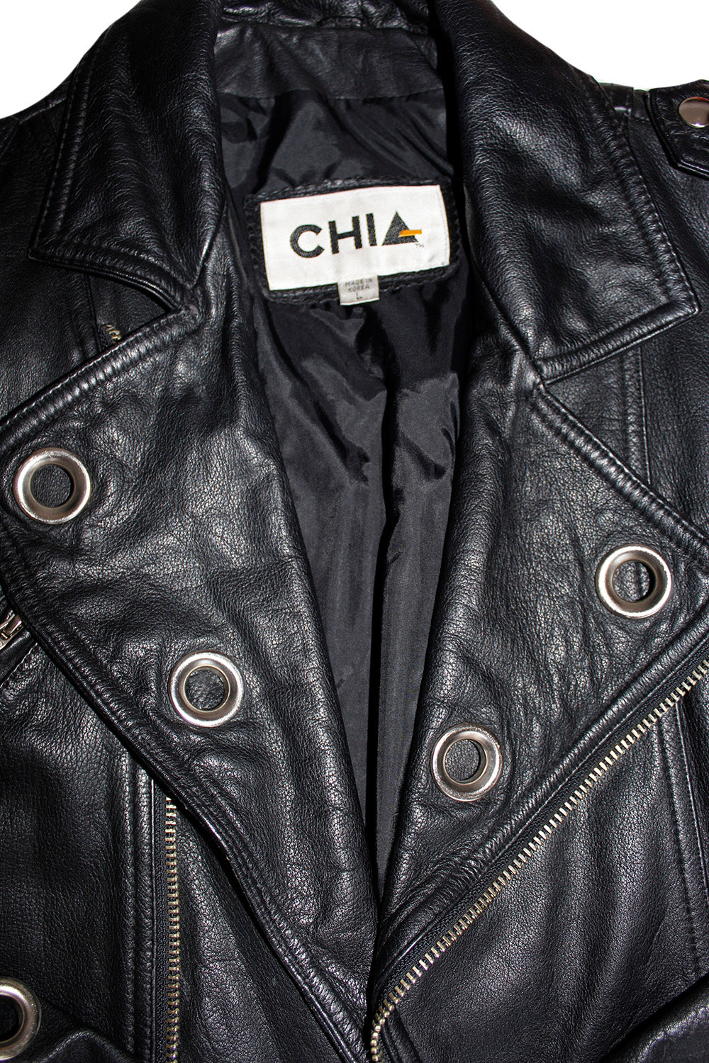 Vintage Cropped Leather Grommet Moto Jacket ///SOLD///