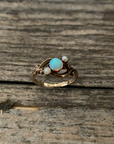 Victorian Opal & Seed Pearl Gold Ring Size 5.75