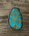 Vintage Large Turquoise Stone Silver Ring size 8.5 ///SOLD///