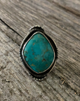 Vintage Native American Silver Turquoise Ring Size 5.75