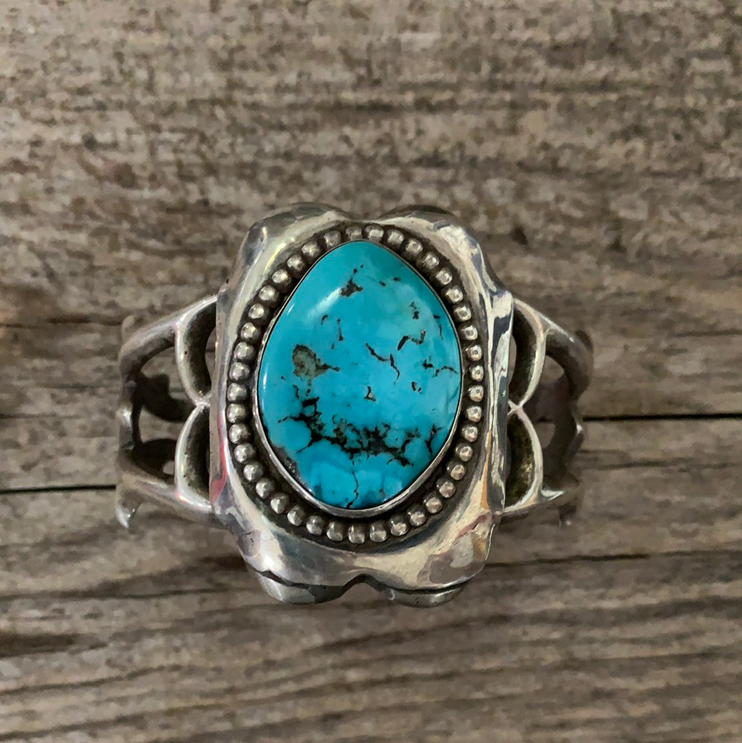 Vintage Native American Silver Turquoise Cuff