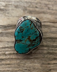 Vintage Native American Silver Turquoise Ring Size 9.75