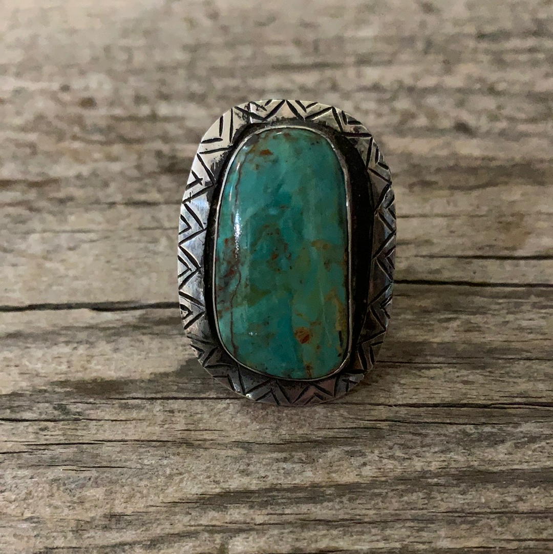 Vintage Native American Silver Turquoise Ring Size 6