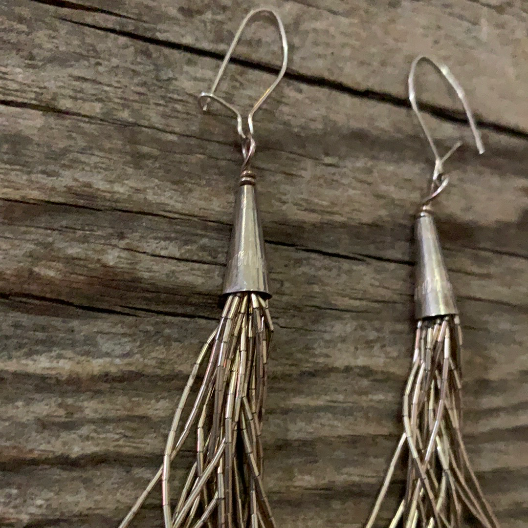 Vintage Native American Liquid Silver Earrings