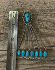 Vintage Native American Silver Turquoise Tear Drop Pin