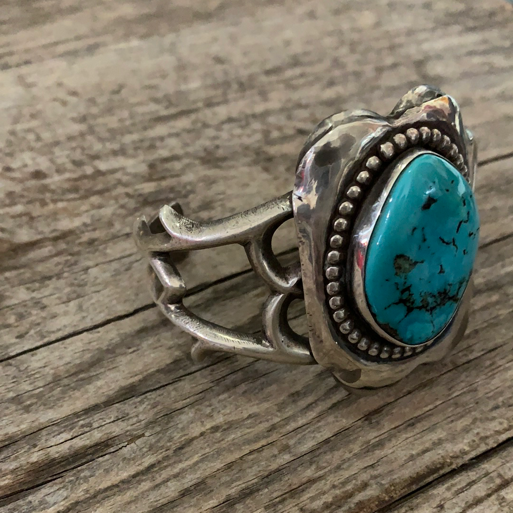 Vintage Native American Silver Turquoise Cuff