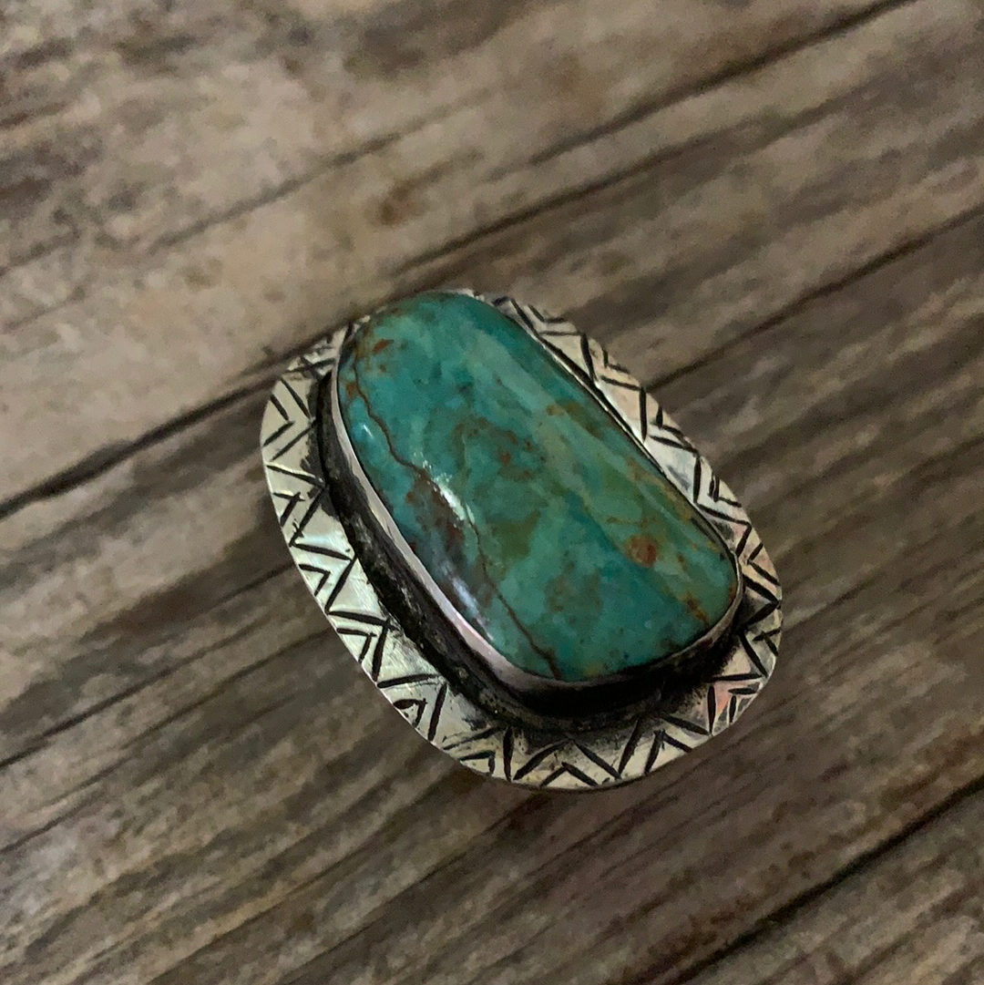 Vintage Native American Silver Turquoise Ring Size 6