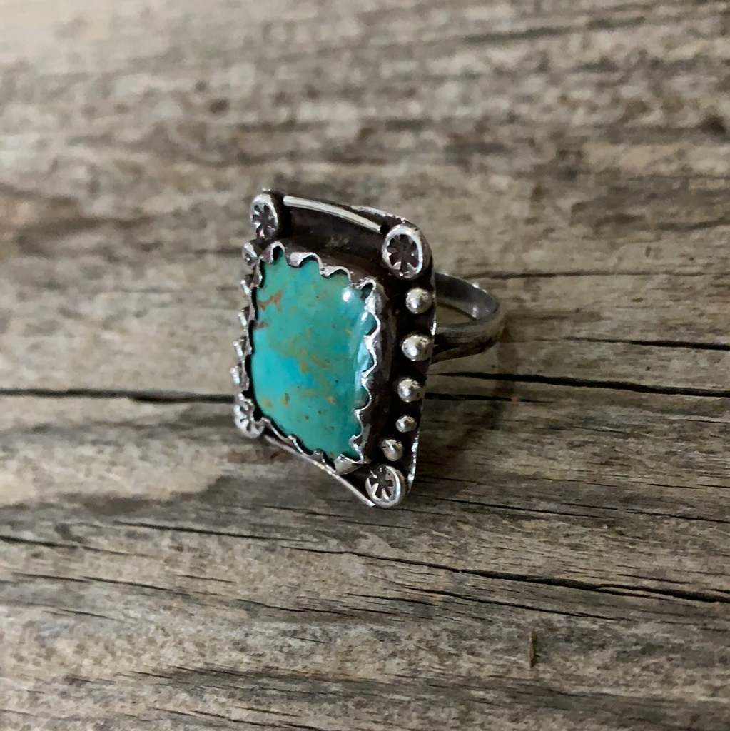 Vintage Native American Silver Turquoise Ring size 6 ///SOLD///