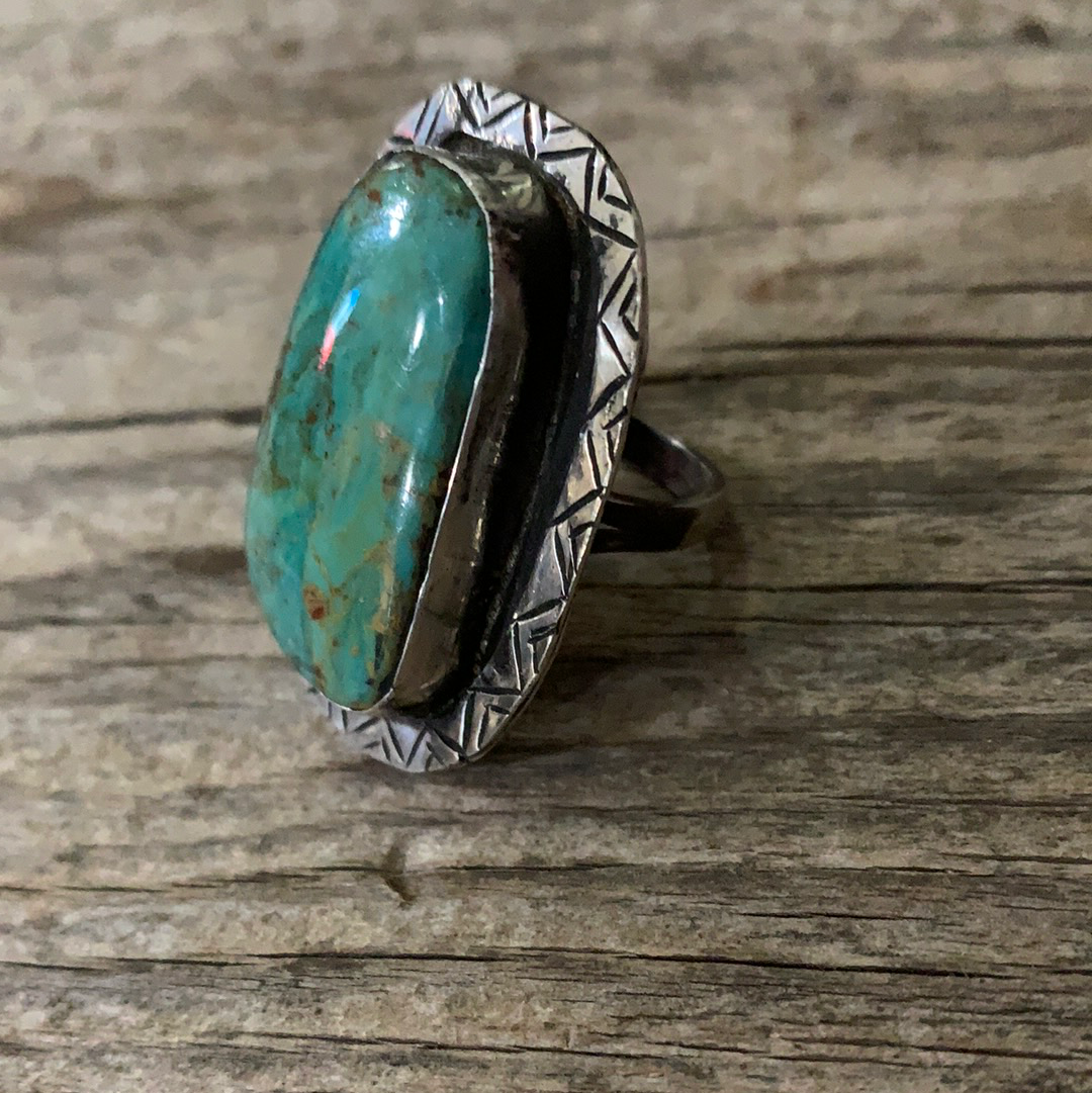 Vintage Native American Silver Turquoise Ring Size 6