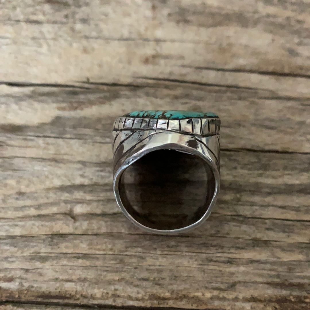 Vintage Native American Silver Turquoise Ring Size 9.75