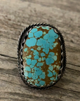 Vintage Native American Silver Turquoise Ring Size 7.75