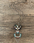 Vintage Native American Niiha Zuni Inlay Silver Necklace