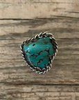 Vintage Native American Silver Turquoise Ring Size 11