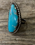 Vintage Native American Silver Blue Turquoise Ring Size 8.75