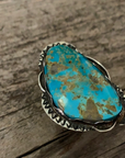 Vintage Large Turquoise Stone Silver Ring size 8.5 ///SOLD///