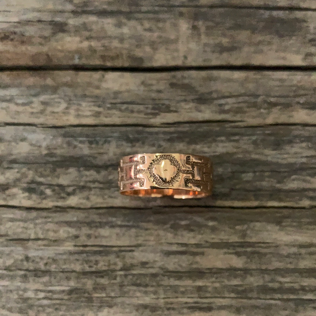 Victorian Cigar Band Engraved Gold Ring Size 7.5