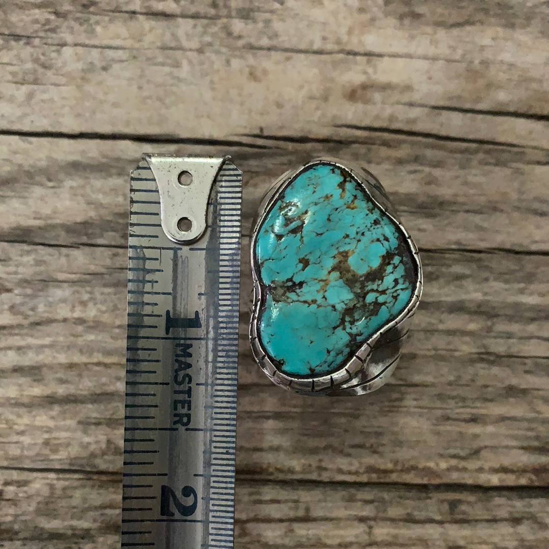 Vintage Native American Silver Turquoise Ring Size 9.75