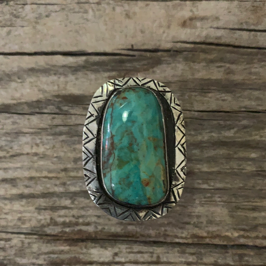 Vintage Native American Silver Turquoise Ring Size 6