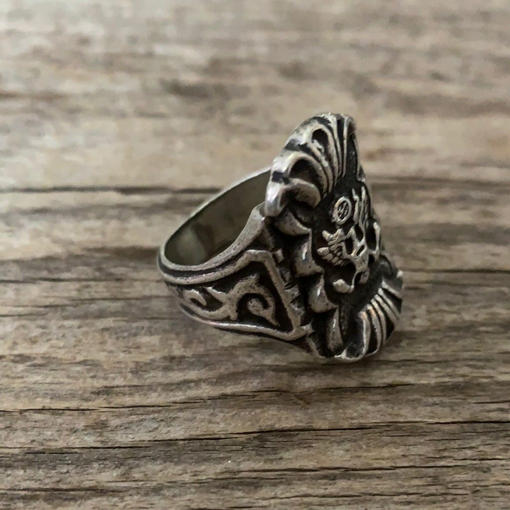 Vintage 1950’s Coin Silver Crest Biker Ring Size 11