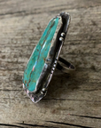 Vintage Long Stone Turquoise Silver Ring ///SOLD///