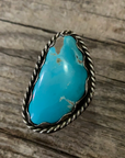 Vintage Native American Silver Blue Turquoise Ring Size 8.75