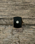 vintage gold victorian ring black onyx cubic zirconia