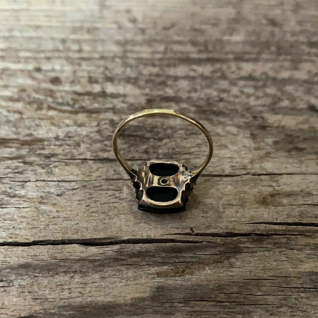 Vintage Art Deco Onyx 10k Gold Ring Size 7