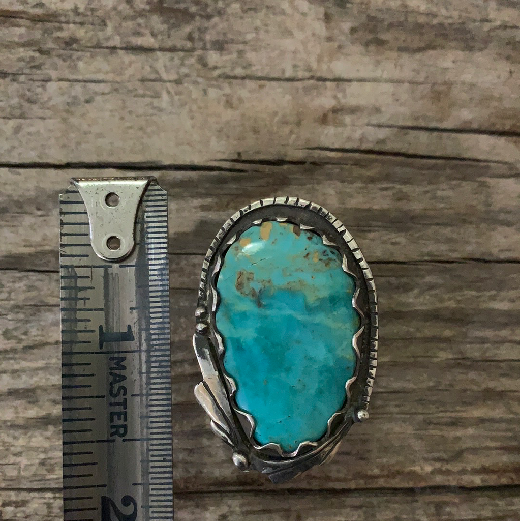 Vintage Native American Silver Turquoise Ring Size 7