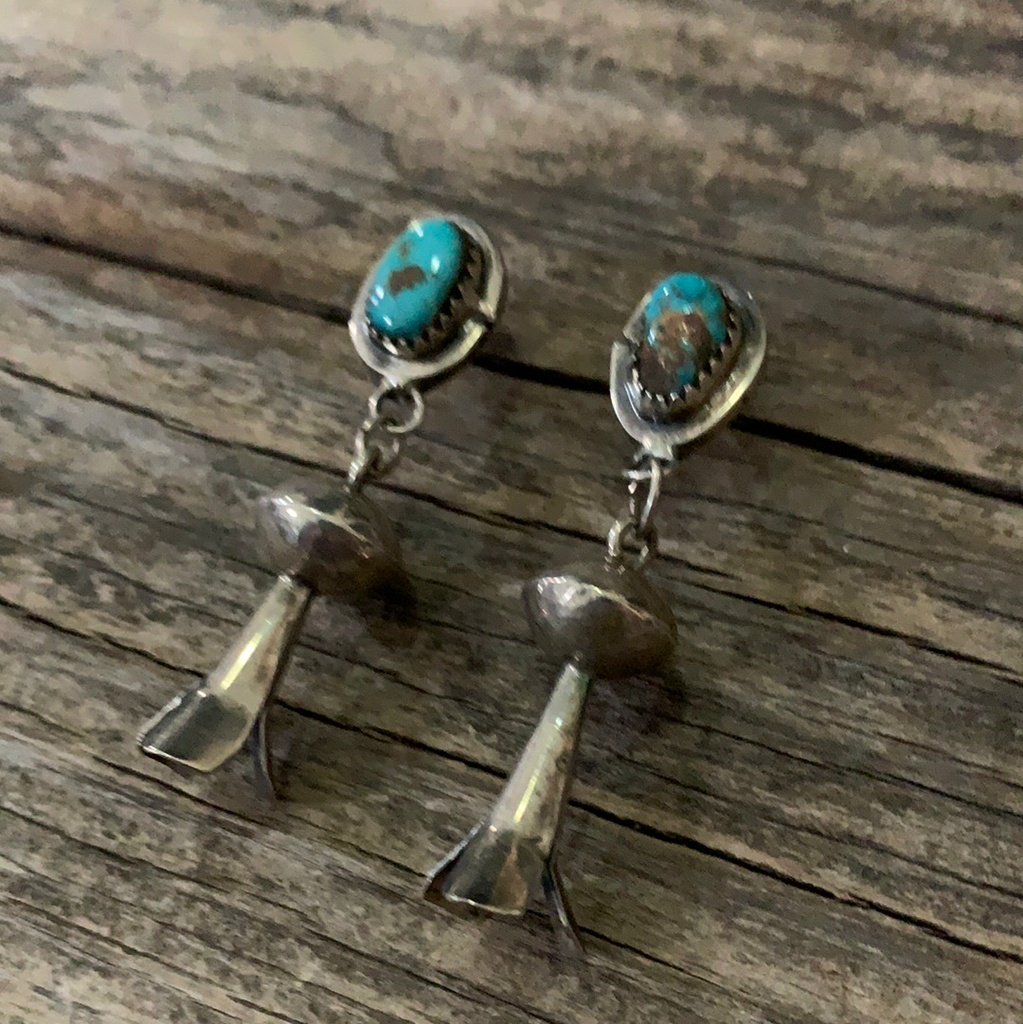 Vintage Native American Squash Blossom Silver Earrings ///SOLD///