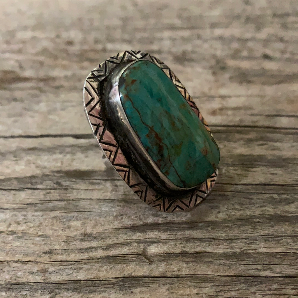 Vintage Native American Silver Turquoise Ring Size 6