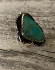 Vintage Native American Silver Turquoise Ring Size 7.75