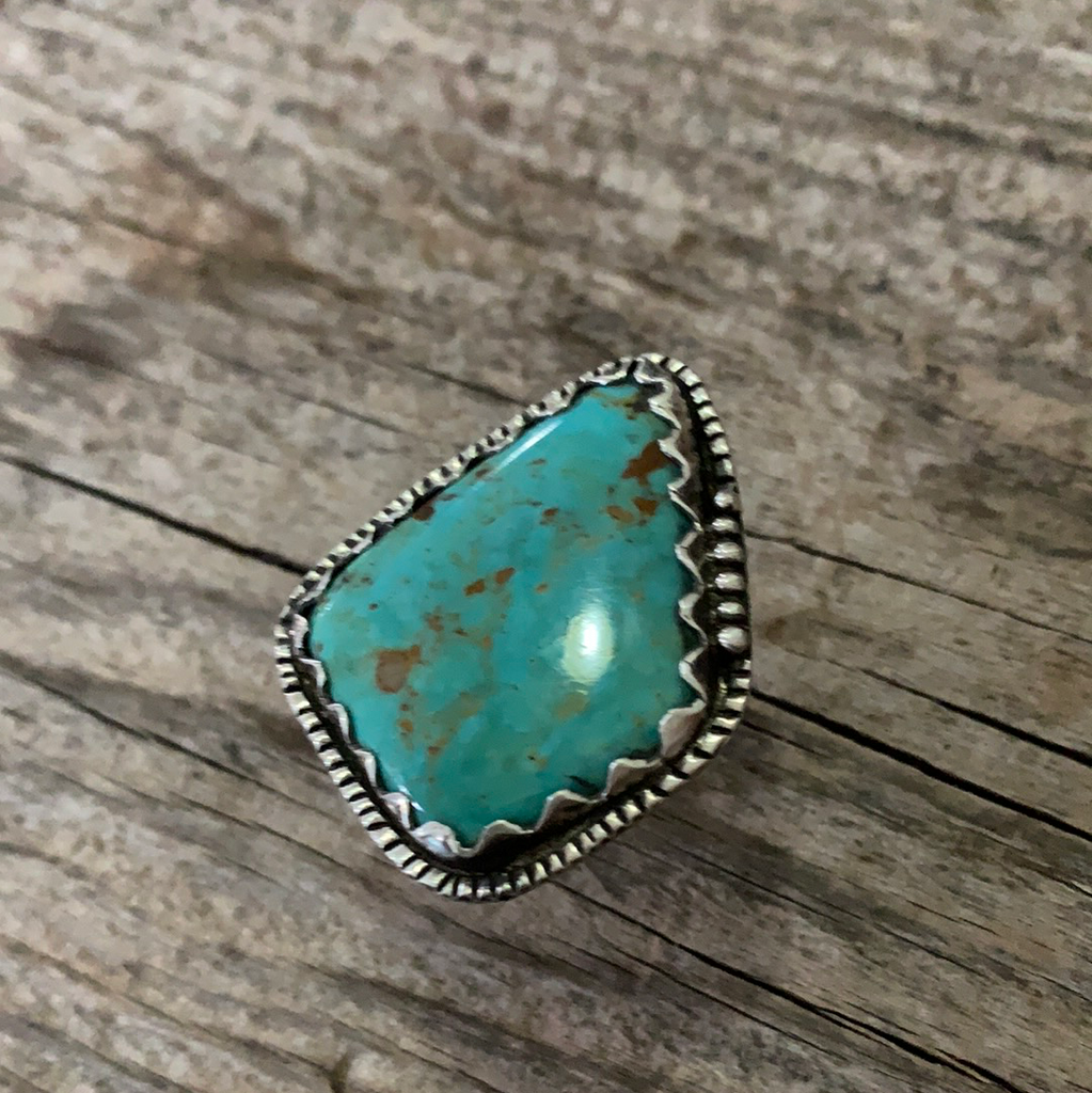 Vintage Native American Silver Turquoise Ring Size 8