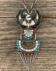 Vintage Native American Niiha Zuni Inlay Silver Necklace